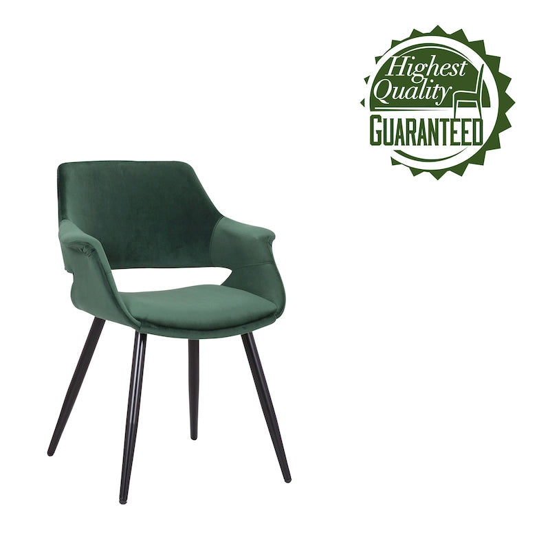 Chaise de salle à manger mi-siècle en velours avec cadre en acier – Vert / Rose / Champagne / Gris foncé, unitaire