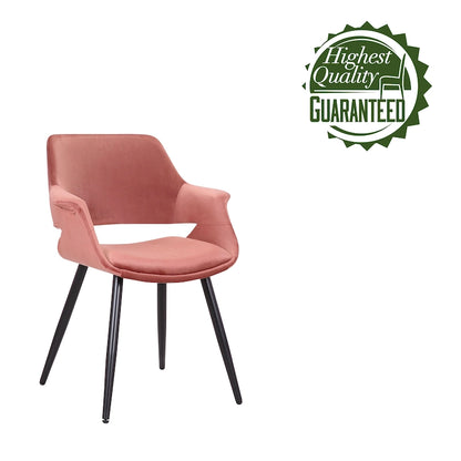 Chaise de salle à manger mi-siècle en velours avec cadre en acier – Vert / Rose / Champagne / Gris foncé, unitaire
