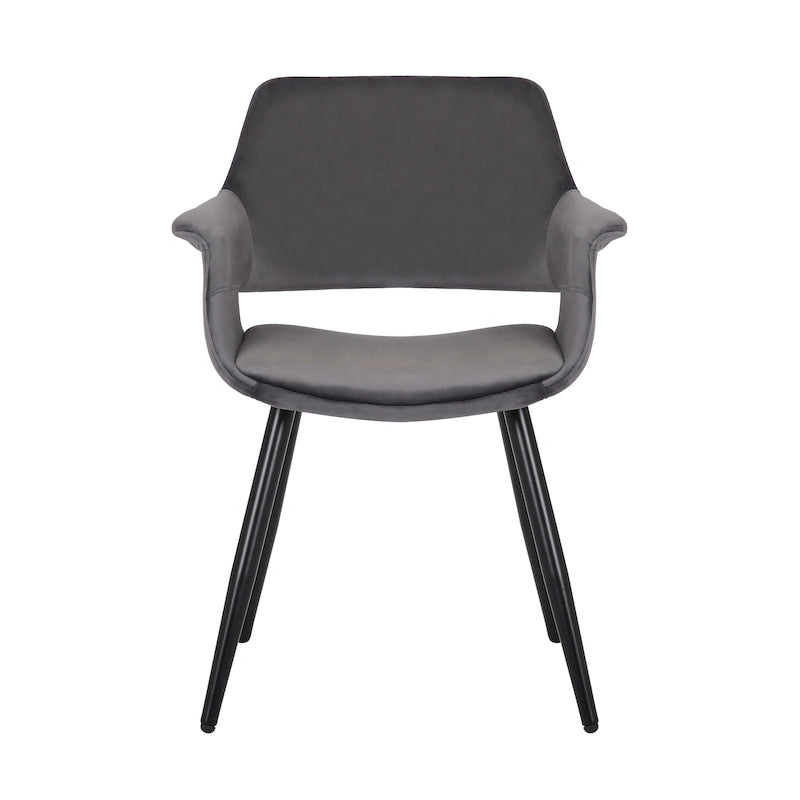 Chaise de salle à manger mi-siècle en velours avec cadre en acier – Vert / Rose / Champagne / Gris foncé, unitaire