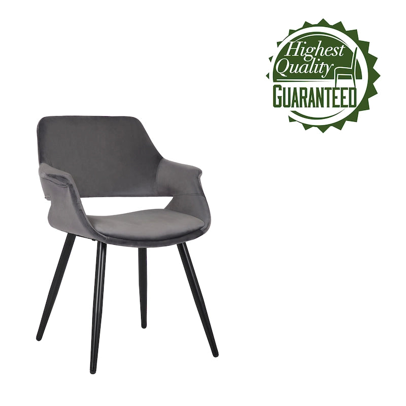 Chaise de salle à manger mi-siècle en velours avec cadre en acier – Vert / Rose / Champagne / Gris foncé, unitaire