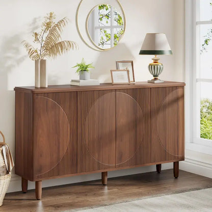 Buffet moderne avec portes à ouverture par pression – Marron / Noir / Blanc