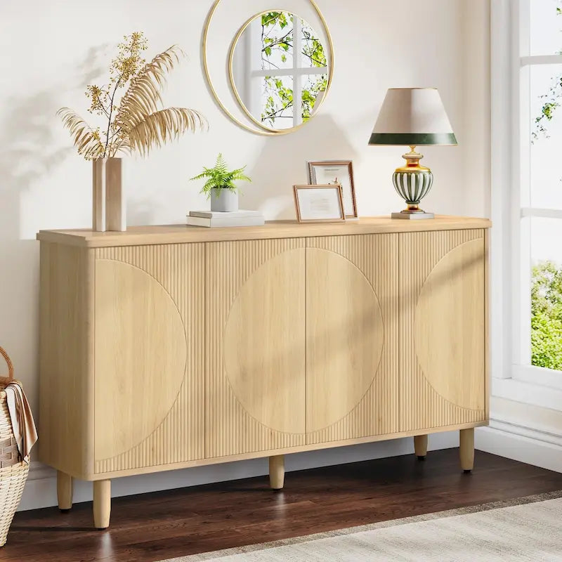 Buffet moderne avec portes à ouverture par pression – Marron / Noir / Blanc