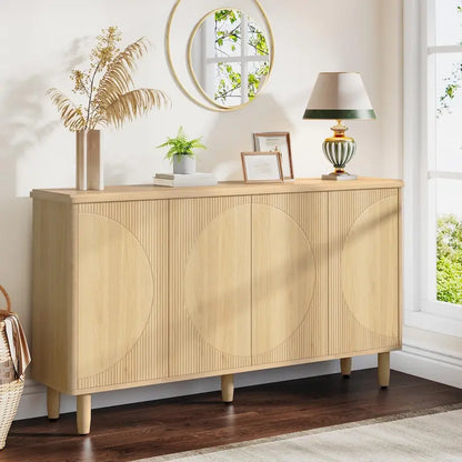 Buffet moderne avec portes à ouverture par pression – Marron / Noir / Blanc