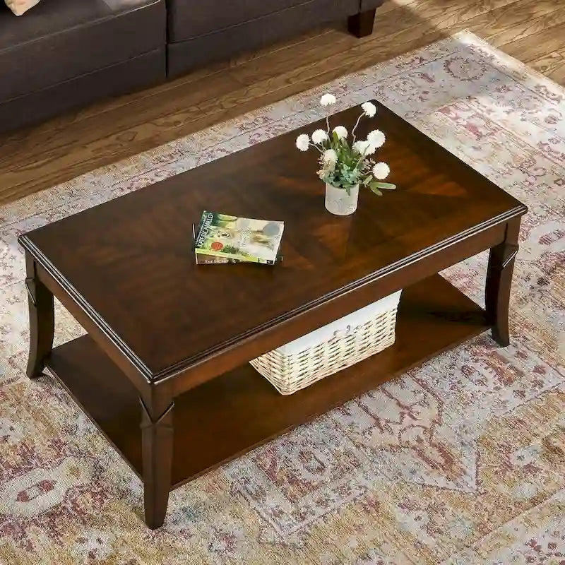 Table en bois avec empiècements color-block – Brun cerise, Table d'appoint / Table basse