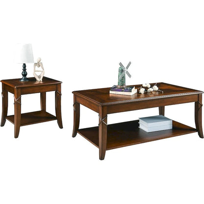 Table en bois avec empiècements color-block – Brun cerise, Table d'appoint / Table basse