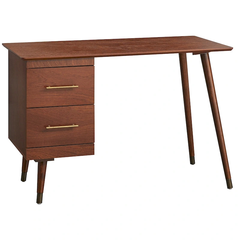 Bureau Mid-Century Modern avec 2 tiroirs – Noir / Noyer / Blanc / Vert / Vert-Lys / Bleu Nuit, Un Utilisateur