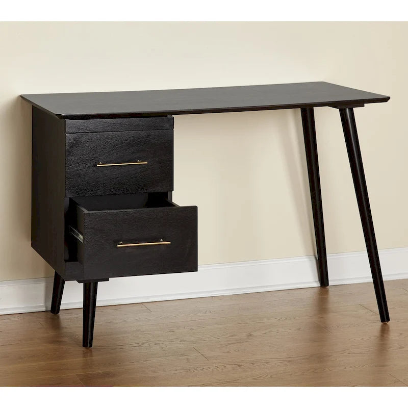 Bureau Mid-Century Modern avec 2 tiroirs – Noir / Noyer / Blanc / Vert / Vert-Lys / Bleu Nuit, Un Utilisateur