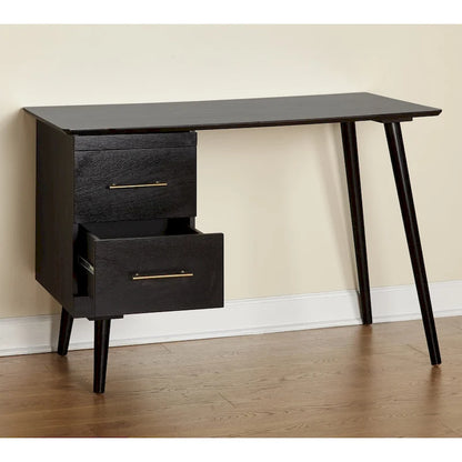 Bureau Mid-Century Modern avec 2 tiroirs – Noir / Noyer / Blanc / Vert / Vert-Lys / Bleu Nuit, Un Utilisateur