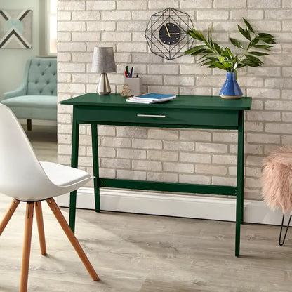 Bureau compact en bois de pin avec tiroir – Noir / Bleu / Gris / Blanc / Rose poudré / Vert, Monoposte