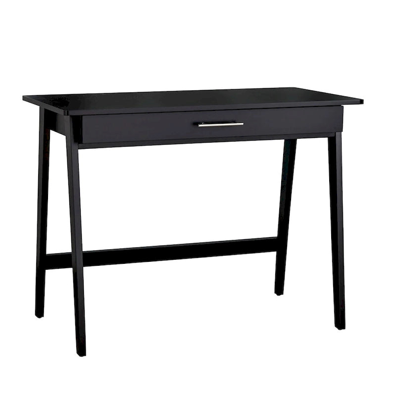 Bureau compact en bois de pin avec tiroir – Noir / Bleu / Gris / Blanc / Rose poudré / Vert, Monoposte