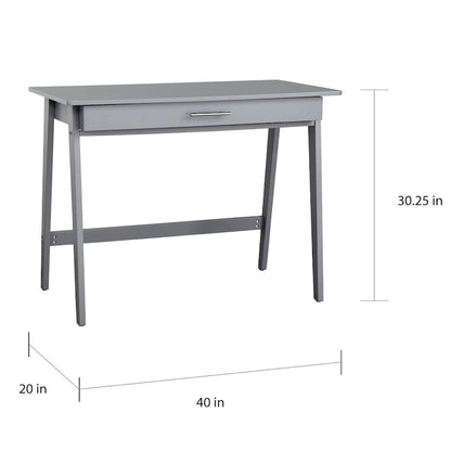 Bureau compact en bois de pin avec tiroir – Noir / Bleu / Gris / Blanc / Rose poudré / Vert, Monoposte