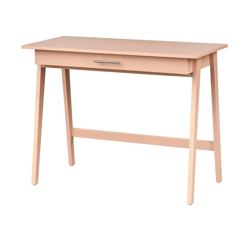 Bureau compact en bois de pin avec tiroir – Noir / Bleu / Gris / Blanc / Rose poudré / Vert, Monoposte
