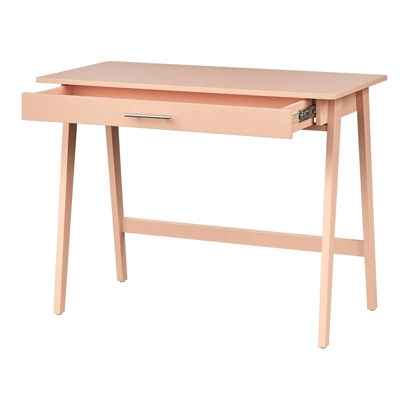 Bureau compact en bois de pin avec tiroir – Noir / Bleu / Gris / Blanc / Rose poudré / Vert, Monoposte