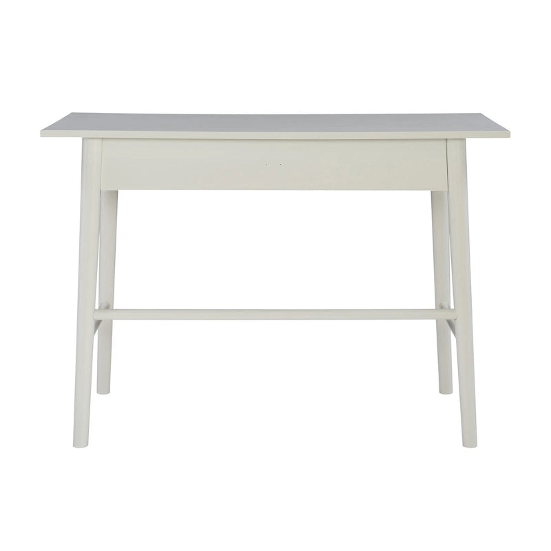 Bureau de travail moderne du milieu du siècle avec tiroir – Marron/Blanc, pieds inclinés, un utilisateur