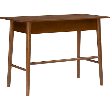 Bureau de travail moderne du milieu du siècle avec tiroir – Marron/Blanc, pieds inclinés, un utilisateur