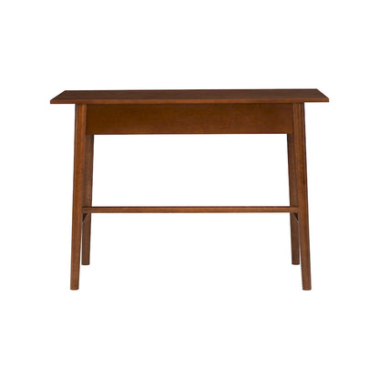 Bureau de travail moderne du milieu du siècle avec tiroir – Marron/Blanc, pieds inclinés, un utilisateur