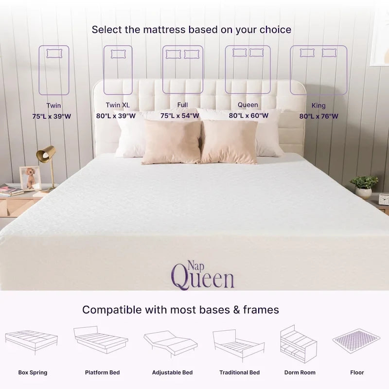Matelas en mousse à mémoire de forme au gel 12 po – Lit simple / Lit simple XL / Grand lit double / Très grand lit / Très très grand lit, certifié CertiPUR-US