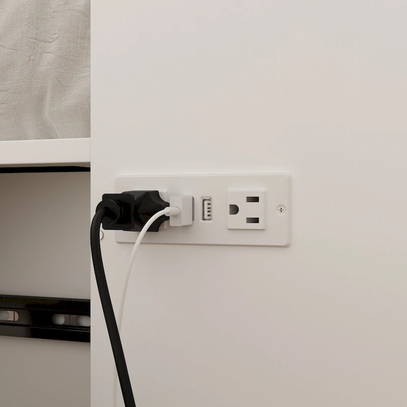 Meuble-lit escamotable Murphy avec 2 tiroirs – Blanc, se convertit en lit double, 2 tailles