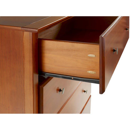 Commode Shaker à 5 tiroirs – Cerisier / Blanc, Bois de pin massif