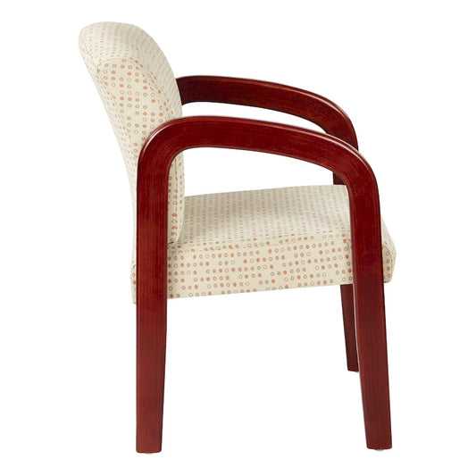 Chaise visiteur en bois tapissée de tissu – Indigo / Cacao / Frêne / Luna, cadre en bois de cerisier, individuelle