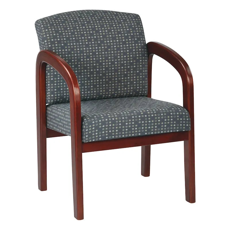 Chaise visiteur en bois tapissée de tissu – Indigo / Cacao / Frêne / Luna, cadre en bois de cerisier, individuelle