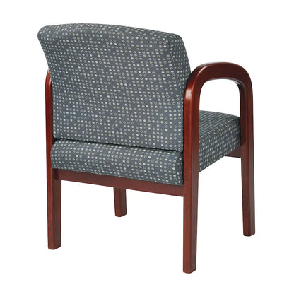Chaise visiteur en bois tapissée de tissu – Indigo / Cacao / Frêne / Luna, cadre en bois de cerisier, individuelle
