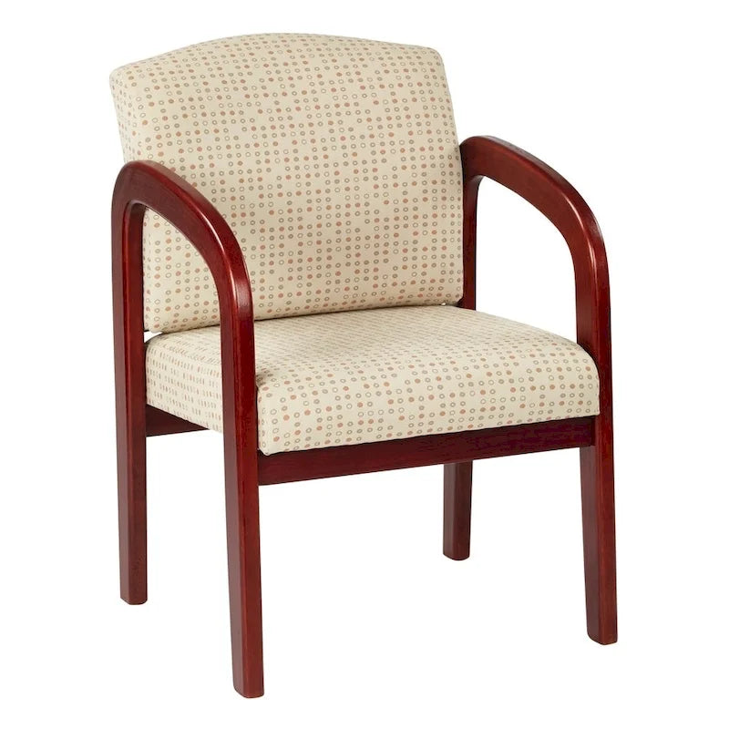 Chaise visiteur en bois tapissée de tissu – Indigo / Cacao / Frêne / Luna, cadre en bois de cerisier, individuelle