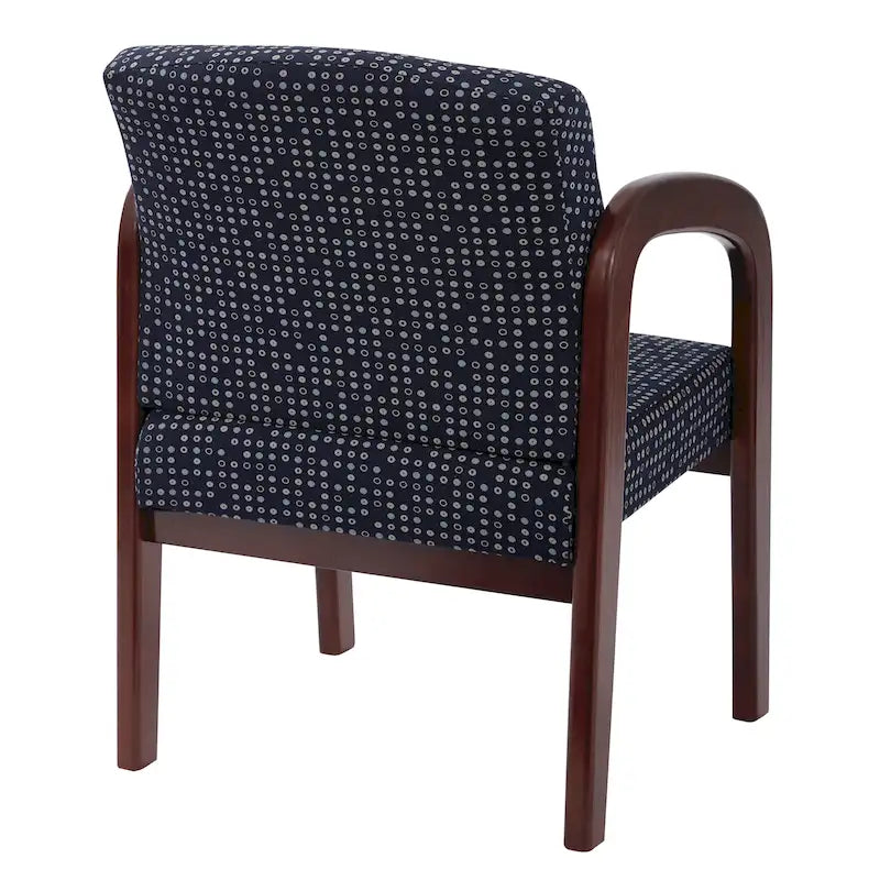 Chaise visiteur en bois tapissée de tissu – Indigo / Cacao / Frêne / Luna, cadre en bois de cerisier, individuelle