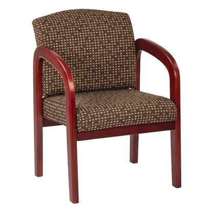 Chaise visiteur en bois tapissée de tissu – Indigo / Cacao / Frêne / Luna, cadre en bois de cerisier, individuelle