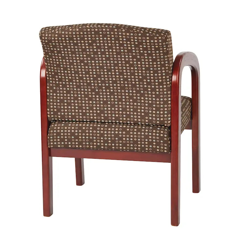 Chaise visiteur en bois tapissée de tissu – Indigo / Cacao / Frêne / Luna, cadre en bois de cerisier, individuelle