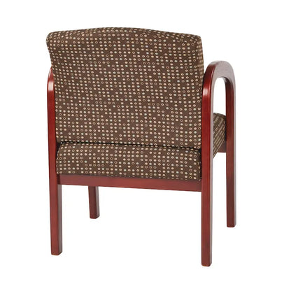 Chaise visiteur en bois tapissée de tissu – Indigo / Cacao / Frêne / Luna, cadre en bois de cerisier, individuelle