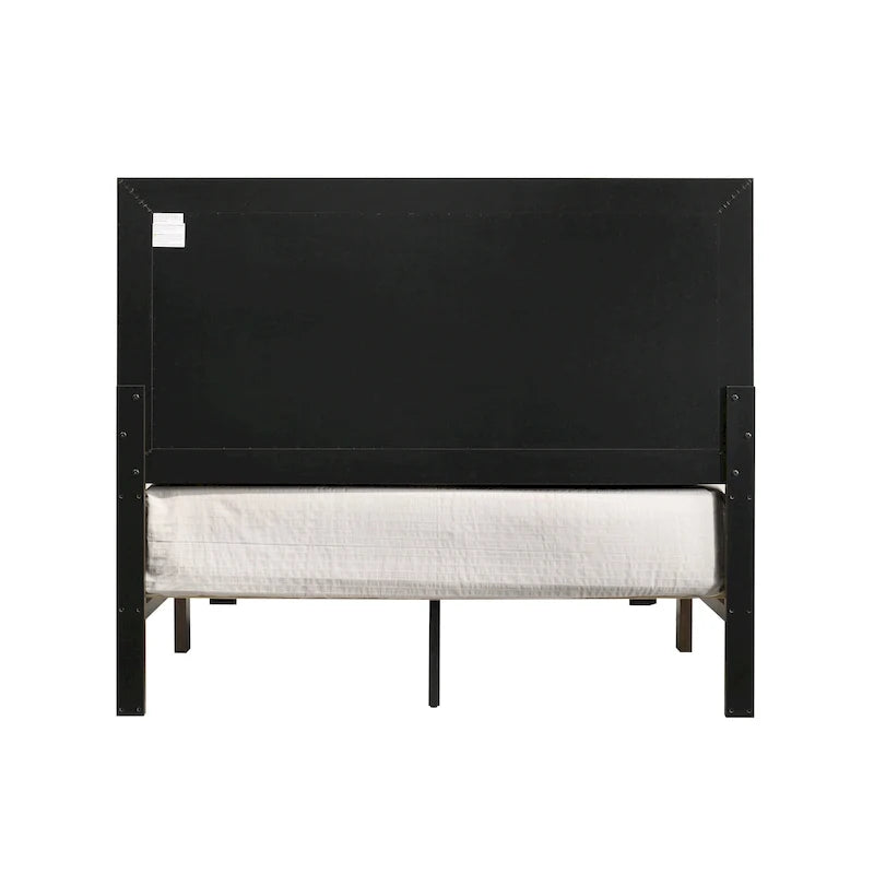 Lit en bois avec panneau en noyer rustique – Noyer, Double / Grand
