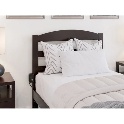 Lit plateforme avec tiroir de pied de lit et station de recharge – Blanc / Noyer / Gris / Espresso, Simple / Double / Grand
