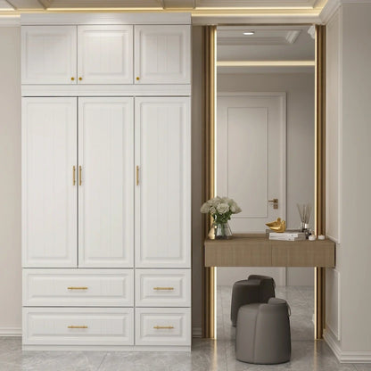 FUFU&GAGA Large Armoire Combo Wardrobes Closet Storage Cabinet White