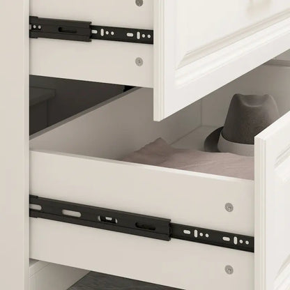 Armoire penderie avec 4 tiroirs et tringle – Blanc, 2 options de hauteur