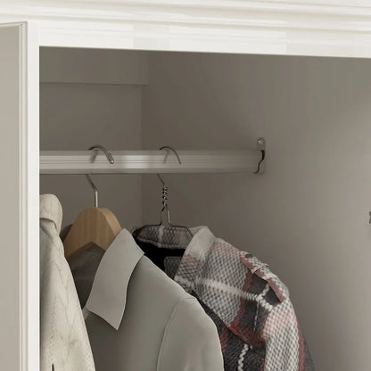 Armoire penderie avec 4 tiroirs et tringle – Blanc, 2 options de hauteur