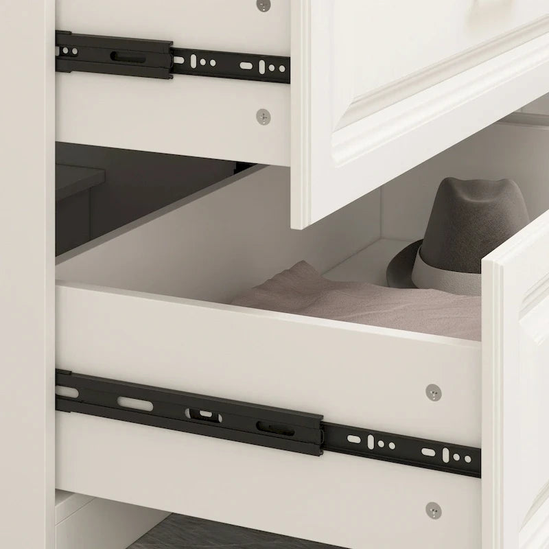 Armoire penderie avec 4 tiroirs et tringle – Blanc, 2 options de hauteur