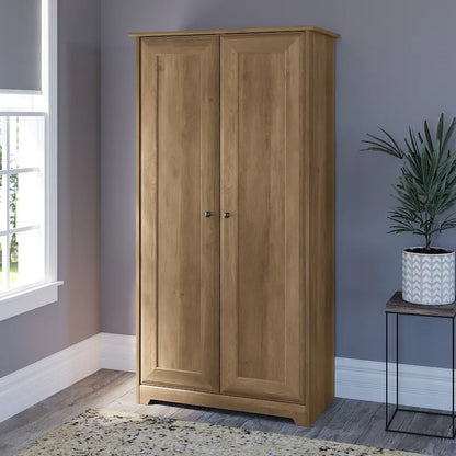 Armoire de rangement haute à 2 portes avec étagères réglables – Chêne expresso / Chêne lin blanc / Gris moderne / Pin recyclé