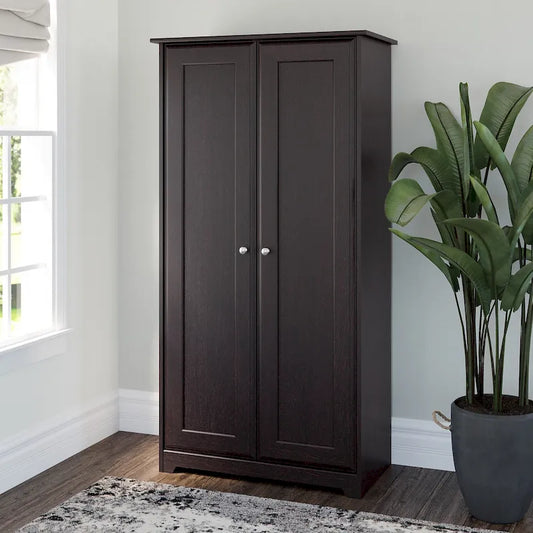 Cabot Espresso Oak Tall Storage Cabinet with Doors - 31.38 L x 16.30 W x 61.14 H