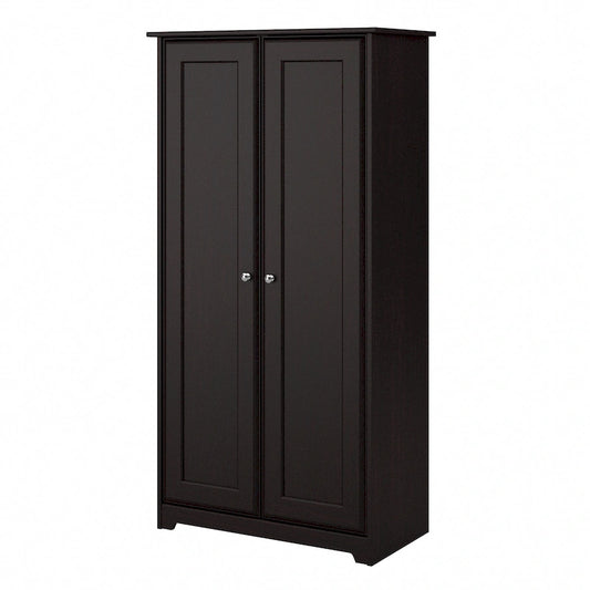 Armoire de rangement haute à 2 portes avec étagères réglables – Chêne expresso / Chêne lin blanc / Gris moderne / Pin recyclé