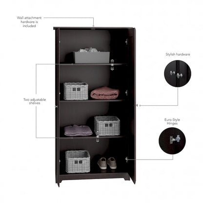 Armoire de rangement haute à 2 portes avec étagères réglables – Chêne expresso / Chêne lin blanc / Gris moderne / Pin recyclé