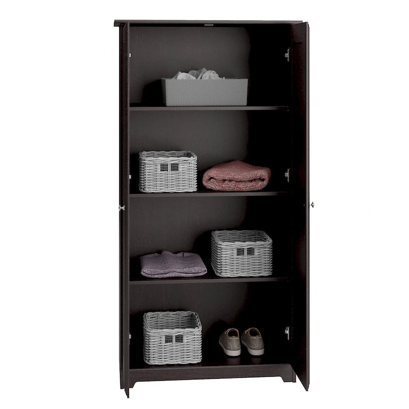 Armoire de rangement haute à 2 portes avec étagères réglables – Chêne expresso / Chêne lin blanc / Gris moderne / Pin recyclé