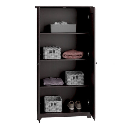 Armoire de rangement haute à 2 portes avec étagères réglables – Chêne expresso / Chêne lin blanc / Gris moderne / Pin recyclé