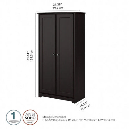 Armoire de rangement haute à 2 portes avec étagères réglables – Chêne expresso / Chêne lin blanc / Gris moderne / Pin recyclé
