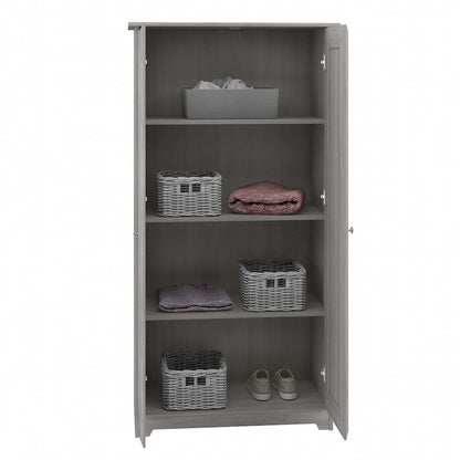 Armoire de rangement haute à 2 portes avec étagères réglables – Chêne expresso / Chêne lin blanc / Gris moderne / Pin recyclé