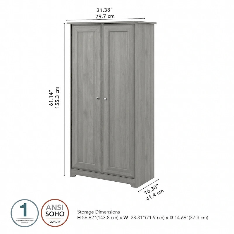 Armoire de rangement haute à 2 portes avec étagères réglables – Chêne expresso / Chêne lin blanc / Gris moderne / Pin recyclé