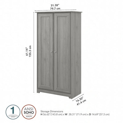 Armoire de rangement haute à 2 portes avec étagères réglables – Chêne expresso / Chêne lin blanc / Gris moderne / Pin recyclé