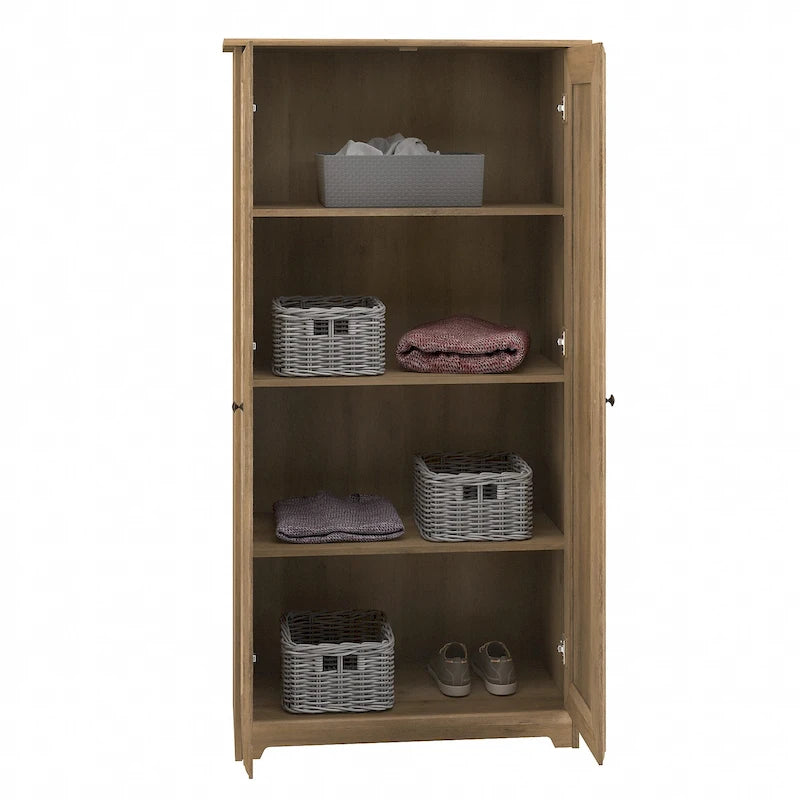 Armoire de rangement haute à 2 portes avec étagères réglables – Chêne expresso / Chêne lin blanc / Gris moderne / Pin recyclé