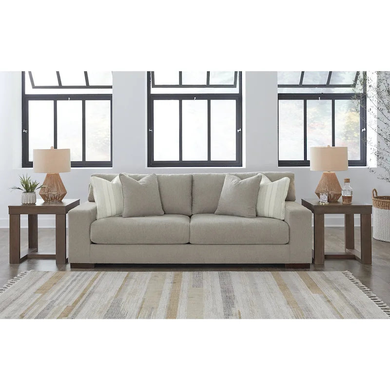 Canapé plateforme moderne – Bouleau / Polyester lin, 3 places