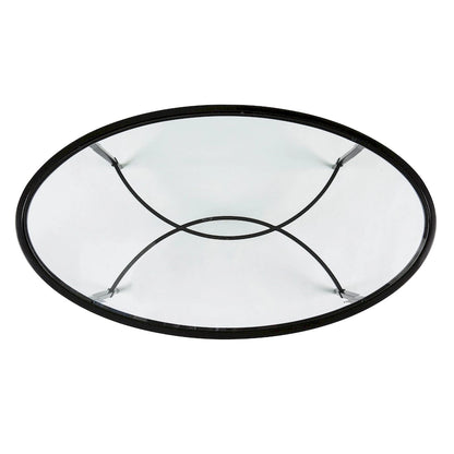 Table basse ovale à plateau en verre – Noir mat, structure en métal
